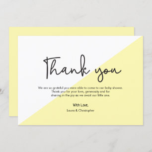 Invitation Merci de Baby shower moderne jaune simple