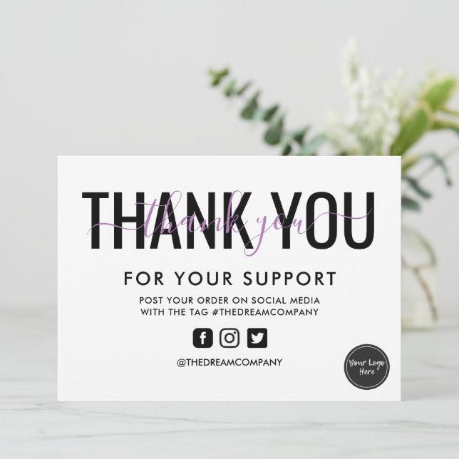 Invitation Merci de calligraphie de lavande (Debout devant)