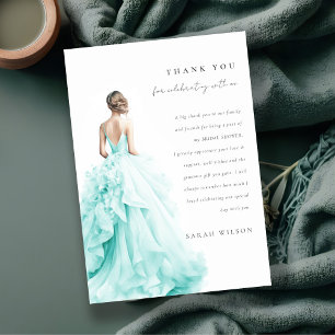 Invitation Merci de Fête des mariées Mariage bleu Aqua