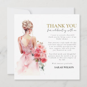 Invitation Merci de Fête des mariées Mariage d'aquarelle flor