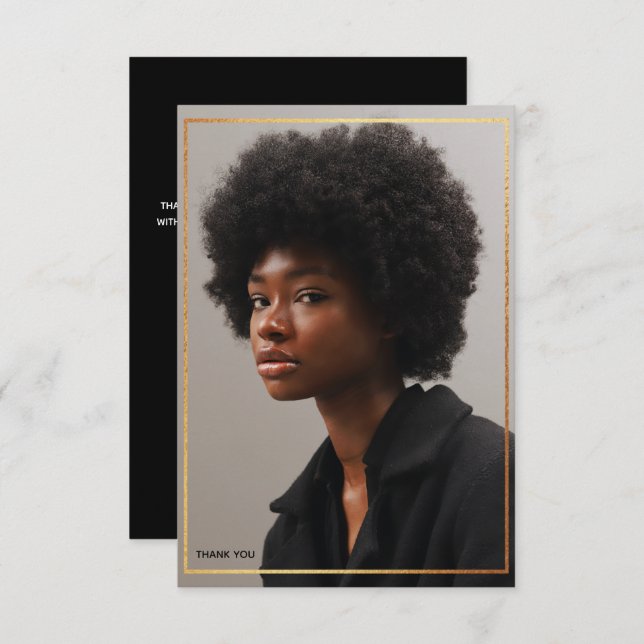 Invitation Merci de graduation à la frontière or moderne simp (Devant / Derrière)