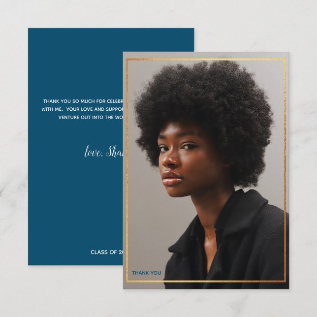 Invitation Merci de graduation Or moderne simple Inv (Devant / Derrière)