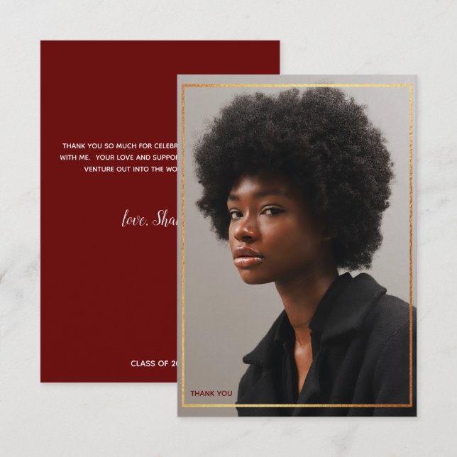Invitation Merci de graduation Or moderne simple Inv (Devant / Derrière)