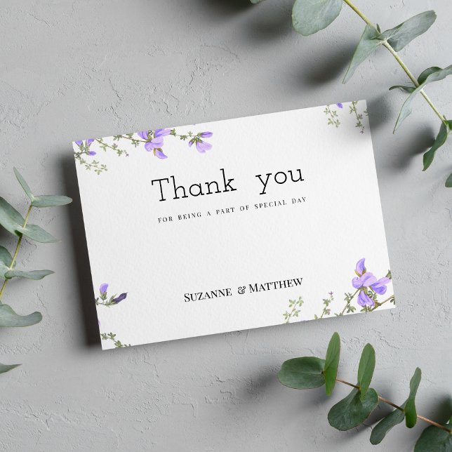 Invitation Merci de jardin fleur sauvage vert de printemps (Spring lilac green wildflower garden Thank You )
