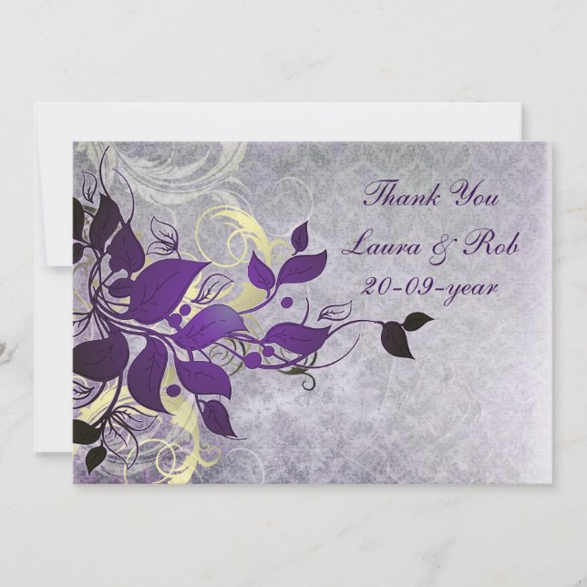 Invitation Merci de mariage d'hiver violet (Devant)