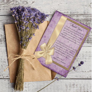 Invitation Merci de Mariage Rustique violet Boho