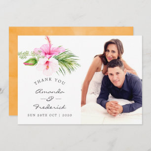 Invitation Merci de mariage tropical floral
