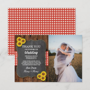 Invitation Merci de tournesol photo Mariage en bois