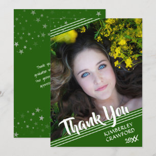 Invitation Merci d'études supérieures manuscrit pinceau vert