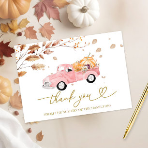 Invitation Merci du Baby shower d'automne vintage du camion