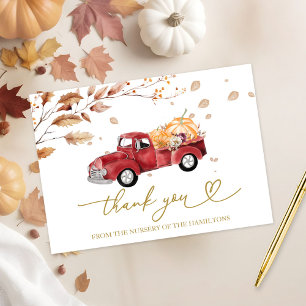 Invitation Merci du Baby shower d'automne vintage du camion