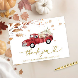 Invitation Merci du Baby shower d'automne vintage du camion