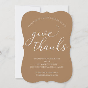 Invitation Merci Élégant Script Blanc Thanksgiving