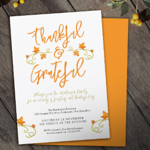 Invitation Merci et grand Thanksgiving Diner orange