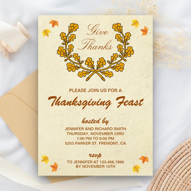 Invitation Merci. | Fête de Thanksgiving de Wreath Automne (Créateur téléchargé)