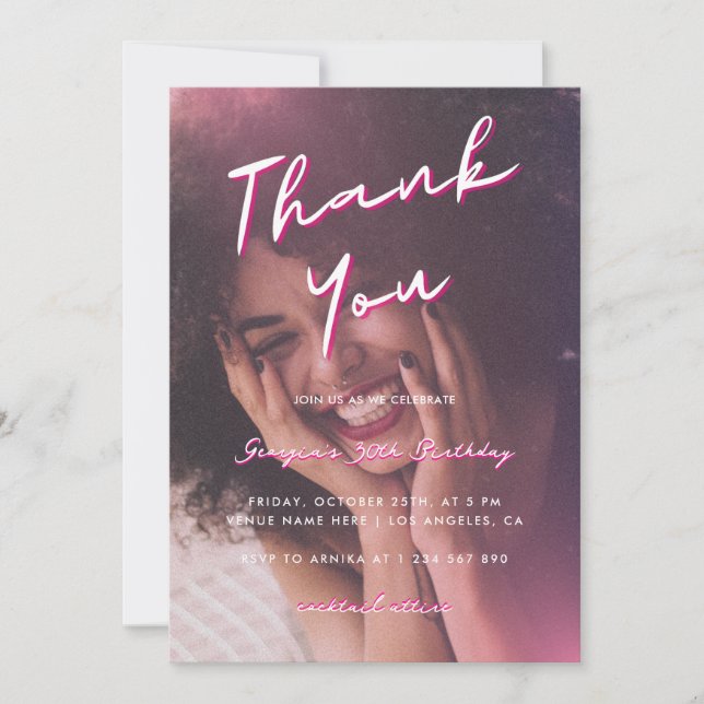 Invitation Merci fête du 30e anniversaire (Devant)