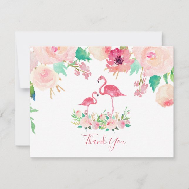 Invitation Merci Flamant rose Baby shower (Devant)
