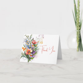 Invitation Merci Fleur sauvage corail et violet