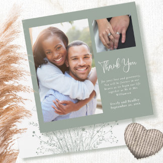 Invitation Merci Fleur sauvage Mariage du  de Sage Green Boho