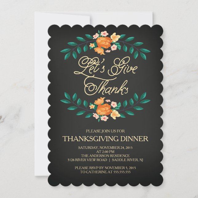 Invitation Merci Floral Thanksgiving Diner (Devant)