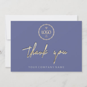Invitation Merci Golden Script Logo Script Smoky Blue