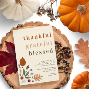 Invitation Merci Grateful Blessé Chic Thanksgiving Party