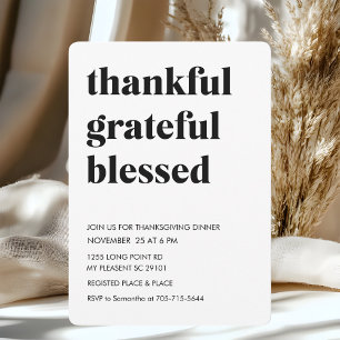 Invitation Merci Grateful Dîner d'action de grâces