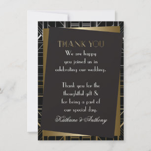 Invitation Merci Mariage classique Gatsby Deco