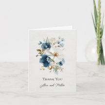 Merci Mariage floral bleu et blanc
