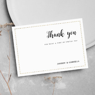 Invitation Merci minimaliste de calligraphie or blanc
