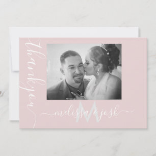 Invitation Merci moderne Couples Mariage Couples Photo Rose