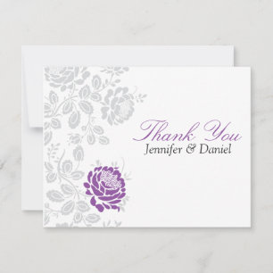 Invitation Merci Notes Lavender et Grey Damask