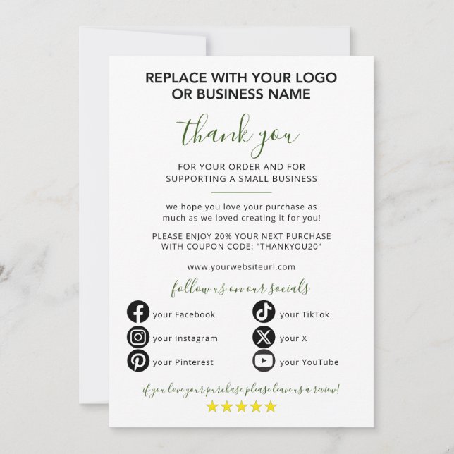 Invitation Merci PME pour votre commande (Devant)