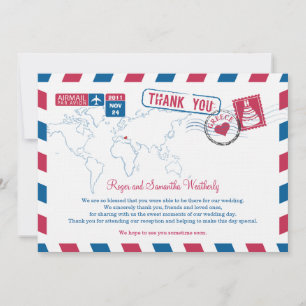 Invitation Merci pour le mariage par avion Grèce
