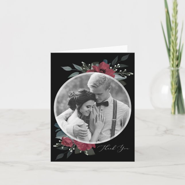 Invitation Merci Romance floral (Devant)