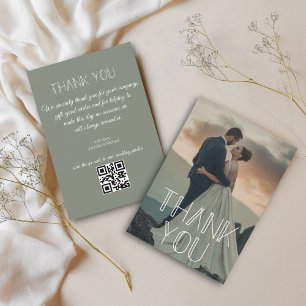 Invitation merci typographie mariage photo code qr