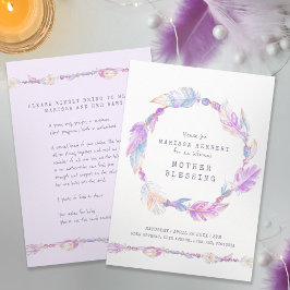 Invitation Mère bénédiction perles instructions art violet