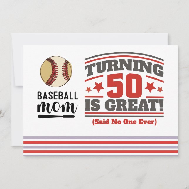 Invitation Mère de baseball 50e anniversaire Save the Date Pa (Devant)
