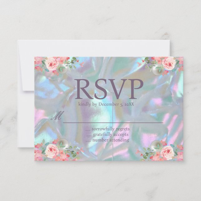 Invitation Mère de Pearl Iridescente Mariage élégant RSVP (Devant)