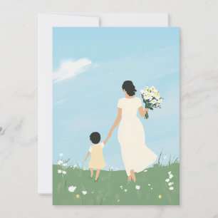Invitation Mère et enfant dans une prairie en fleurs