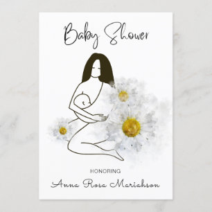 Invitation *~* Mère tenant bébé Baby shower de fleur margueri