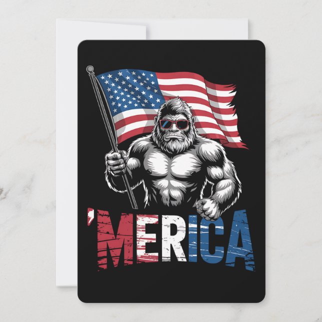 Invitation Merica Bigfoot Drapeau américain 4 juillet patriot (Devant)