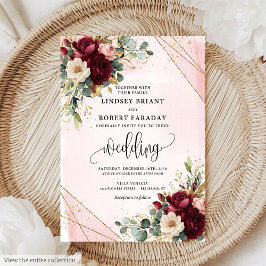 Invitation Merlot minimal or flush Fleurs Mariage moderne
