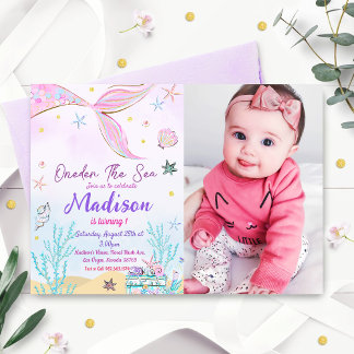 Invitation Mermaid 1er anniversaire ONE der The Sea Party