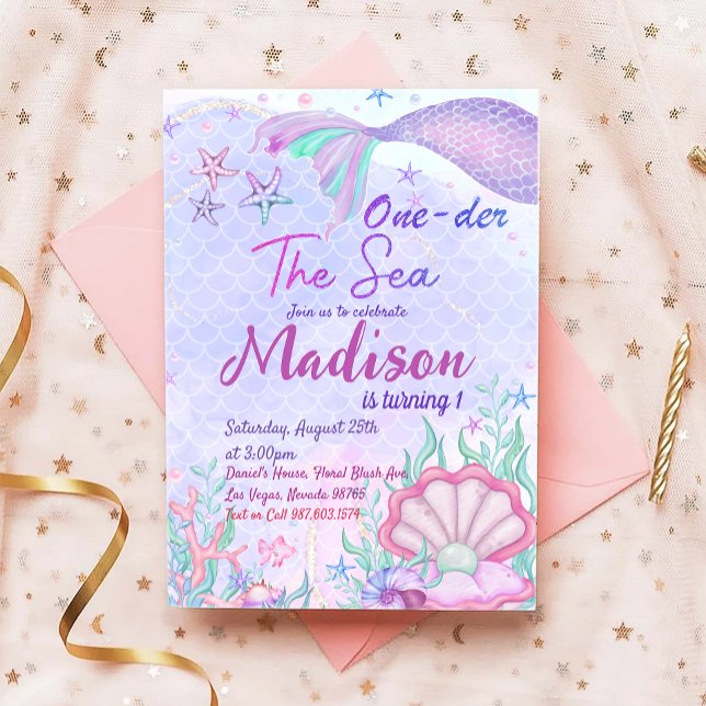 Invitation Mermaid 1er Anniversaire ONE der The Sea Party (Créateur téléchargé)