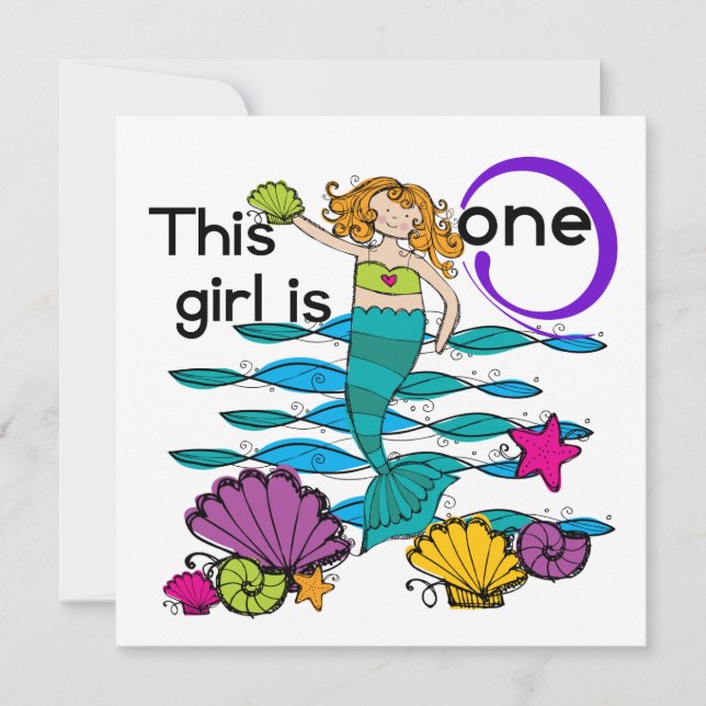 Invitation Mermaid 1er Anniversaire Tshirts et cadeaux (Devant)