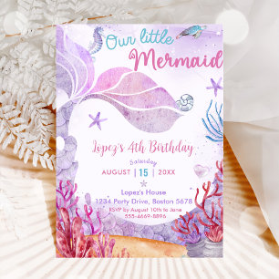 Invitation Mermaid 4e anniversaire Notre petite Fête de Sirèn
