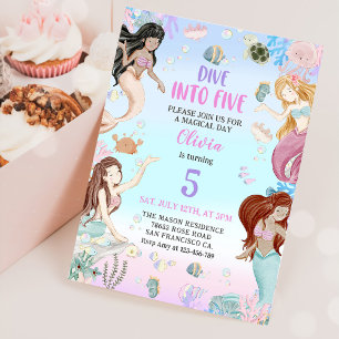 Invitation Mermaid 5e Anniversaire Plongée à cinq