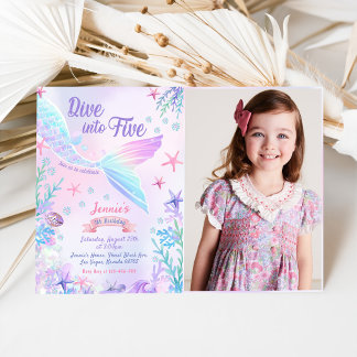 Invitation Mermaid 5e Anniversaire Plongée à cinq