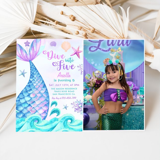 Invitation Mermaid 5e Anniversaire Plongée à cinq (Créateur téléchargé)